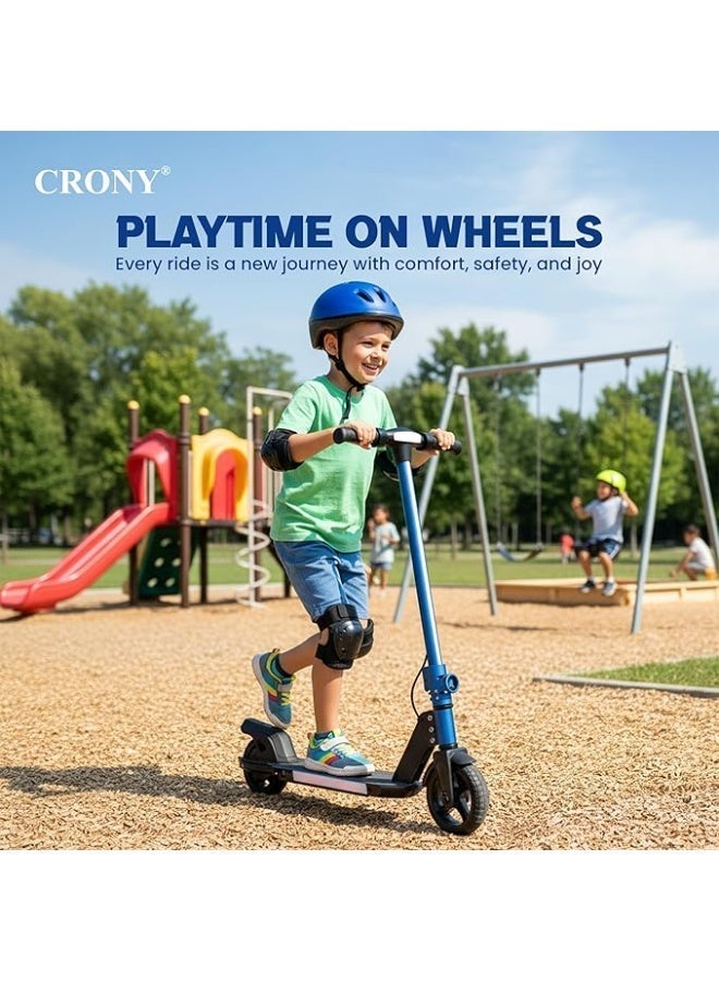 Crony ZL-E7 Kids Electric Scooter with LED Display, Dual Thumb Brake/Throttle, Bluetooth Speaker and Step Lights, Speed ​​10-14 km/h, Maximum Load 60 kg, Lightweight Foldable Frame with Deflated Tires, Gray Color - Image 5