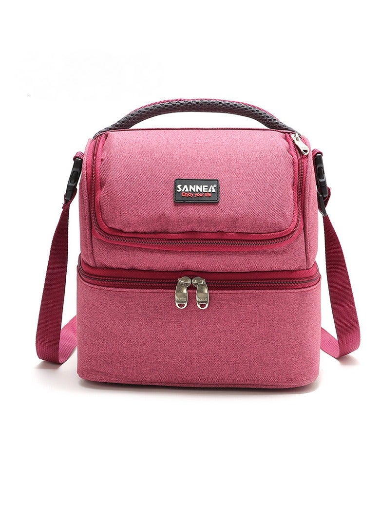 SANNE Thermal Insulated Lunch Bag Handheld Double-Layer Picnic Bag - Image 1