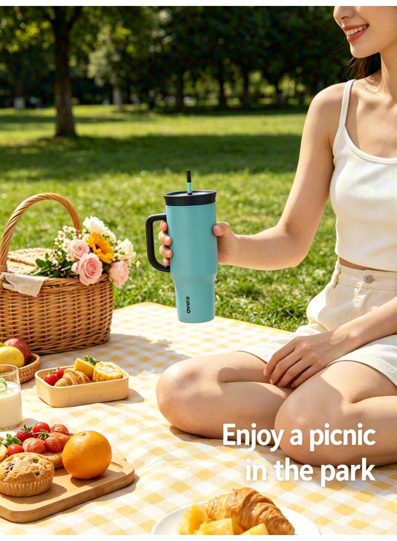 Owala Vacuum Insulated Stainless Steel Tumbler with Handle and Straw, 30cm Height 7cm Diameter, Leakproof Lid, BPA-Free, 24H Cold & 12H Hot, Reusable Travel Mug for Office, Gym, Beach, Hiking, Picnic & School - Image 5