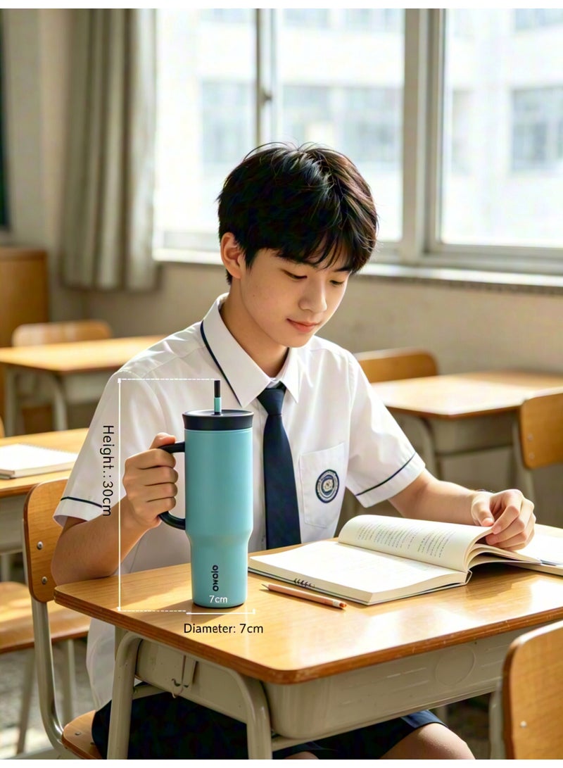 Owala Vacuum Insulated Stainless Steel Tumbler with Handle and Straw, 30cm Height 7cm Diameter, Leakproof Lid, BPA-Free, 24H Cold & 12H Hot, Reusable Travel Mug for Office, Gym, Beach, Hiking, Picnic & School - Image 2