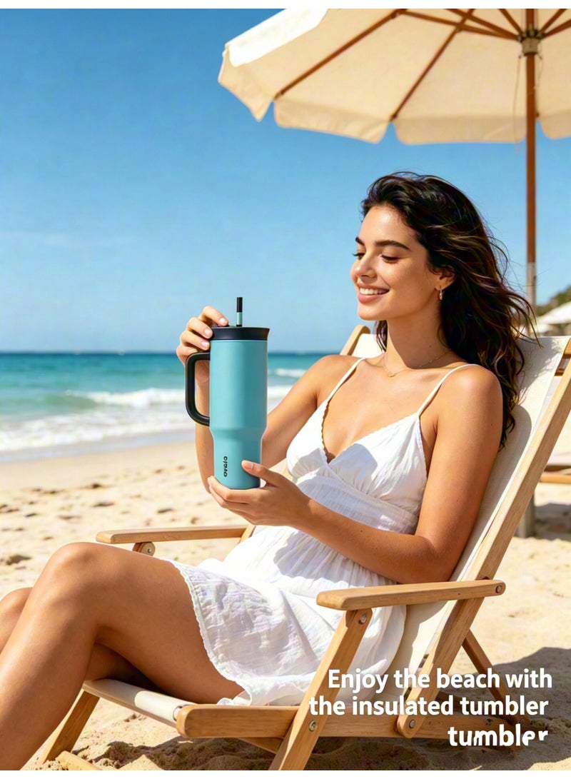 Owala Vacuum Insulated Stainless Steel Tumbler with Handle and Straw, 30cm Height 7cm Diameter, Leakproof Lid, BPA-Free, 24H Cold & 12H Hot, Reusable Travel Mug for Office, Gym, Beach, Hiking, Picnic & School - Image 4