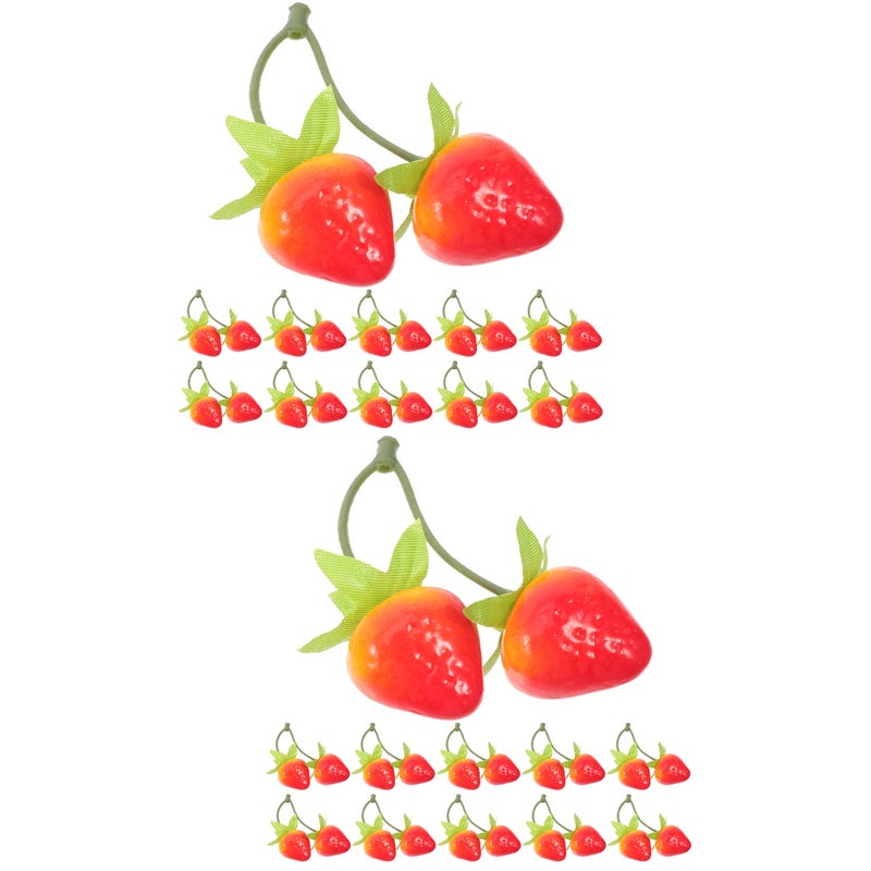 40 pcs Mini Strawberry Tiny Artificial Fruit Model Mini Fruits Lifelike Miniature Strawberry - Image 1