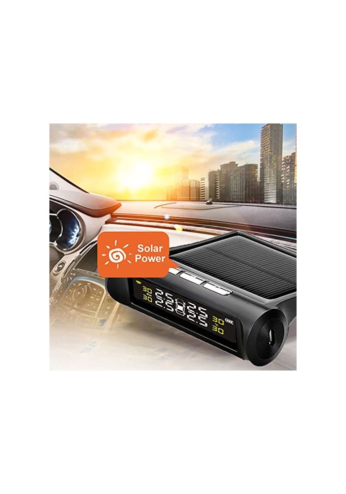 Torcarvh Tire Pressure Monitoring System Torcarvh Solar Power Wireless TPMS Monitor with 4 External or Internal Sensors LCD Display Realtime Alarm Pressure Temperature for Van Truck Cars internal - Image 3