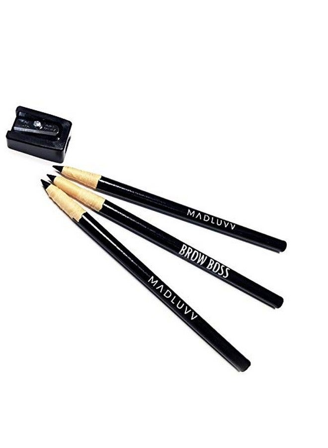 مادلوف أقلام رسم الحواجب المسبقة ومبراة من MADLUVV Brow Boss Brow Mapping، لفناني الحواجب المحترفين، خطوط دقيقة وشمع ثابت أثناء العملية - عبوة من 3 قطع - Image 2