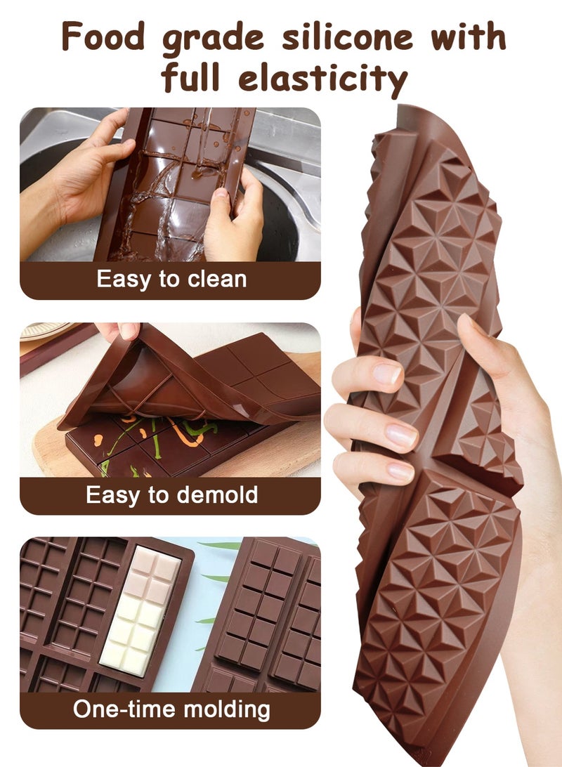 HomarKet 3 Pack Chocolate Bar Mold,Non-Stick Chocolate Molds, 100% Food Grade Silicone Deep Mold for Dubai Pistachio Rod, Candy, Snacks, Knafeh Pistachio Rod and More  - Image 2
