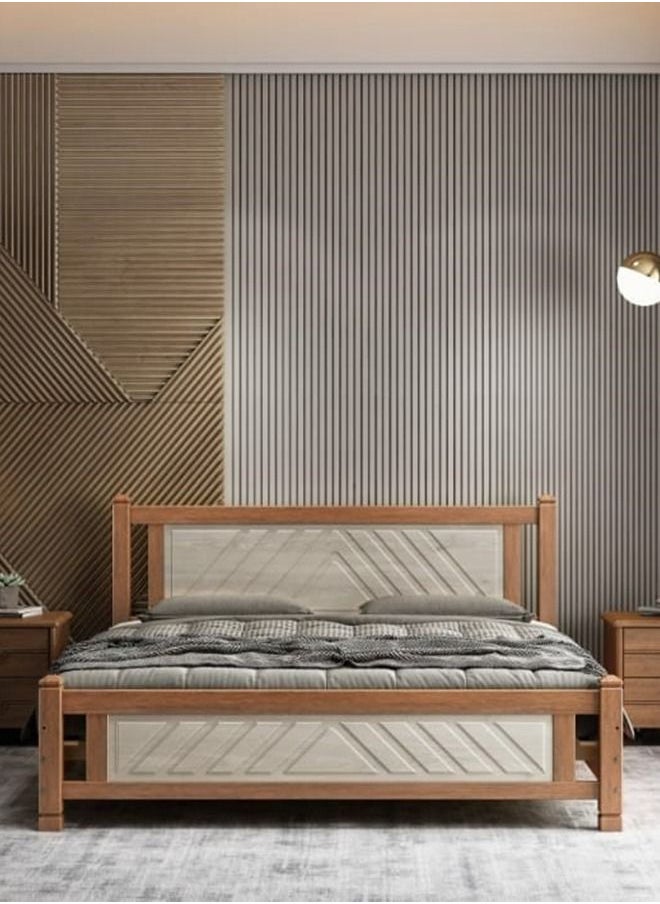 KARNAK Solid Wooden Bed with Medicated Mattress Size 90x190 CM  - Image 1