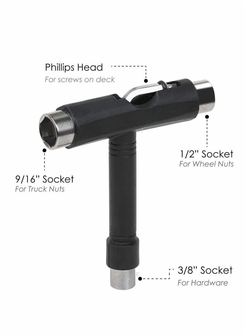 Y&D Skate Tools, All-in-One Skateboard Ball Bearings Portable T Tool Accessory L-Type Cross Head Wrench Tools Multi-function for Scooter Longboard  - Image 5