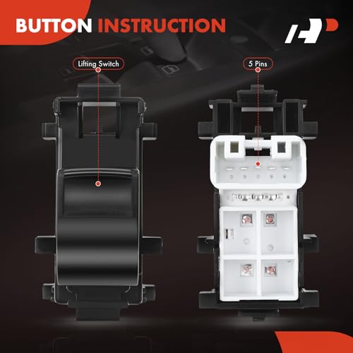 A-Premium Power Window Switch Compatible with Scion XB TC & Toyota Highlander Matrix Camry Corolla RAV4 Sequoia Tacoma Tundra Yaris, Rear Side or Front Right Side, Replace # 8481052030, 8481006060 - Image 4