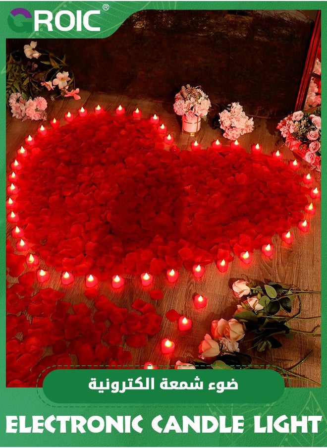 MIXDE 24 Pieces Red Flameless LED Candles,Flameless Flickering Candles Electric Battery Operated LED Tea Light Sets,Heart LED Candles for Decoration Wedding Party,Party Supplies  - Image 5