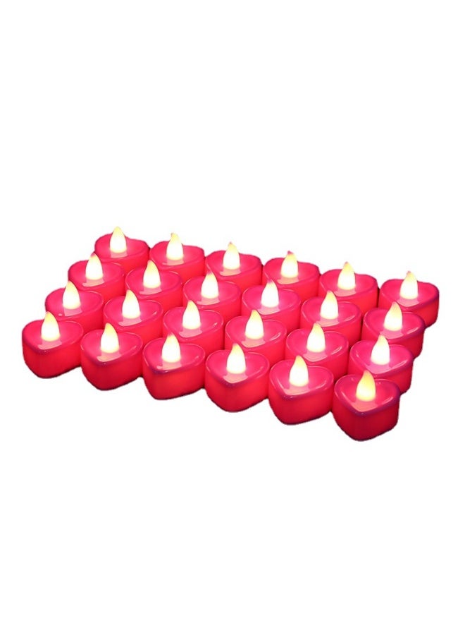 MIXDE 24 Pieces Red Flameless LED Candles,Flameless Flickering Candles Electric Battery Operated LED Tea Light Sets,Heart LED Candles for Decoration Wedding Party,Party Supplies  - Image 2