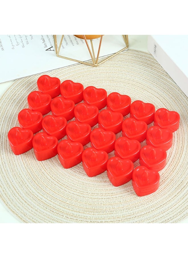 MIXDE 24 Pieces Red Flameless LED Candles,Flameless Flickering Candles Electric Battery Operated LED Tea Light Sets,Heart LED Candles for Decoration Wedding Party,Party Supplies  - Image 4