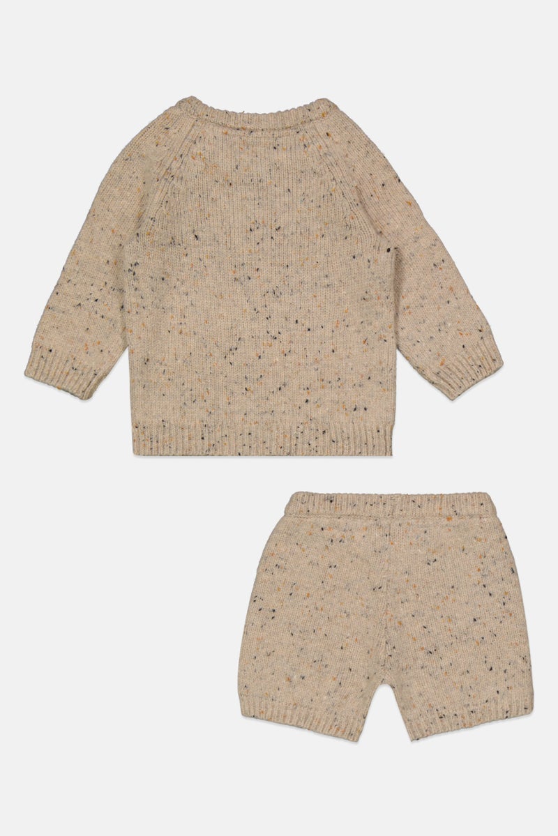 Tchibo Toddlers Boy 2 Pieces Textured Sweater And Short Set, Beige - Image 2