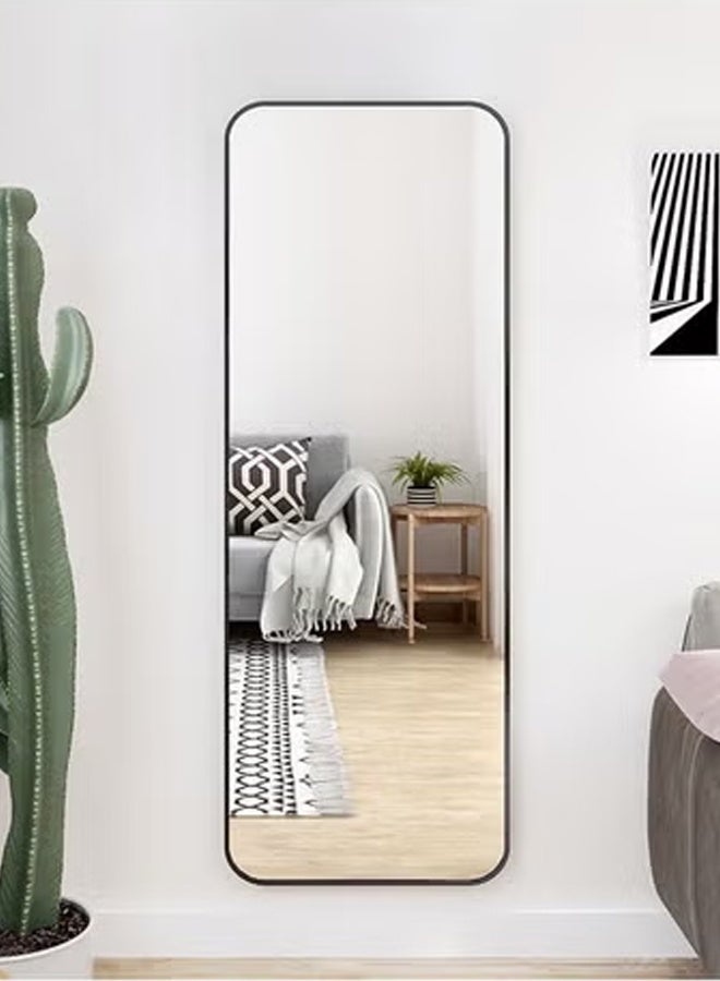 إن كي أكس مرآة كاملة الطول 60 × 165 سم، مرآة أرضية بإطار من سبائك الألومنيوم، مرآة زينة كبيرة قائمة بذاتها لغرفة النوم، مرآة كاملة الجسم مع حامل لغرفة المعيشة وغرفة النوم، لون أسود - Image 3
