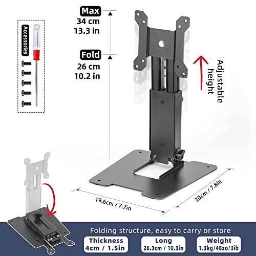 WEARSON Folding Monitor Stand - Height Adjustable Vesa Monitor Stand, Tilt, Rotation Free Standing Low Profile Desk Mount for Single Monitor up to 28 inch Screens Upgrade WS-03T - Image 4