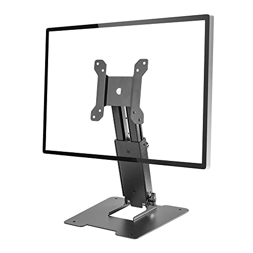 WEARSON Folding Monitor Stand - Height Adjustable Vesa Monitor Stand, Tilt, Rotation Free Standing Low Profile Desk Mount for Single Monitor up to 28 inch Screens Upgrade WS-03T - Image 1