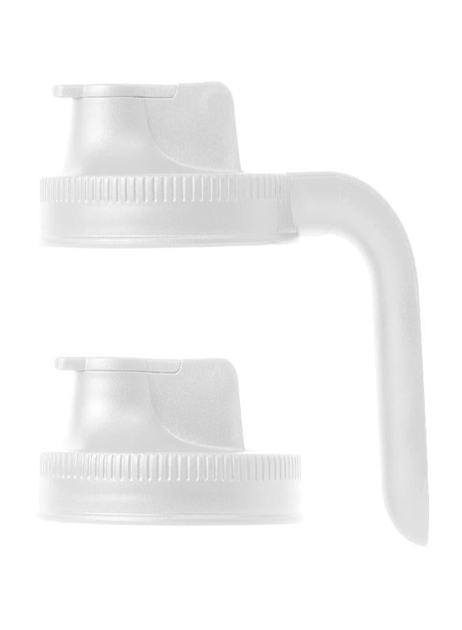 Jarware 82689 White Spout Mason Jar Lid with and without Handle, Wide Mouth, Set of 2 - Image 2