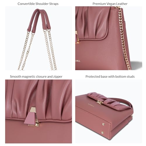 Carriall Bella Women’s Vegan Leather Handbag | Stylish Casual Shoulder Bag with Wallet purse, Secure Zip Pockets with shoulder strap – Structured & Stylish Everyday Bag for women & girls (PINK) - Image 5