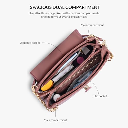 Carriall Bella Women’s Vegan Leather Handbag | Stylish Casual Shoulder Bag with Wallet purse, Secure Zip Pockets with shoulder strap – Structured & Stylish Everyday Bag for women & girls (PINK) - Image 4