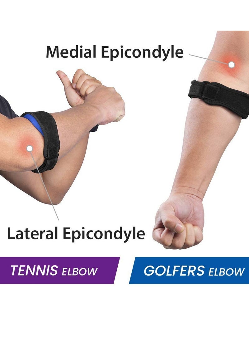 Bukela Elbow Support Strap, Adjustable Elbow Brace with Compression Pad Tennis Golfer's Elbow Pain Relief Weather Resistance for Tennis Elbow, Golfers Elbow, Pain Relief, Men, Women Blue 2 Pack  - Image 4
