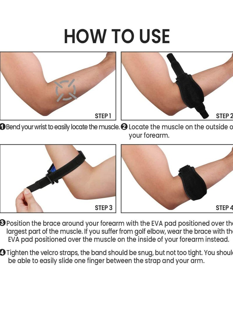 Bukela Elbow Support Strap, Adjustable Elbow Brace with Compression Pad Tennis Golfer's Elbow Pain Relief Weather Resistance for Tennis Elbow, Golfers Elbow, Pain Relief, Men, Women Blue 2 Pack  - Image 5