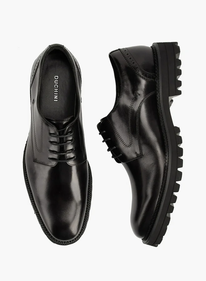 دوتشيني Men's Solid Lace-Up Derby Shoes