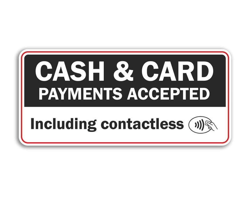 DV DESIGN 2 x 15cm Cash and Card Payments Accepted Vinyl Stickers - Shop Sign Money Contactless Small Business Hotel Taxi Credit Labels Sticker #81670 - Image 1