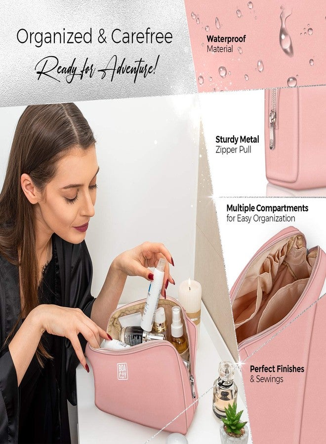 BOACAY Large Makeup Bag, Travel Cosmetic Pouch for Women, Zipper Toiletry Organizer for Purse, Kit Case for Accessories, Brushes - Image 2