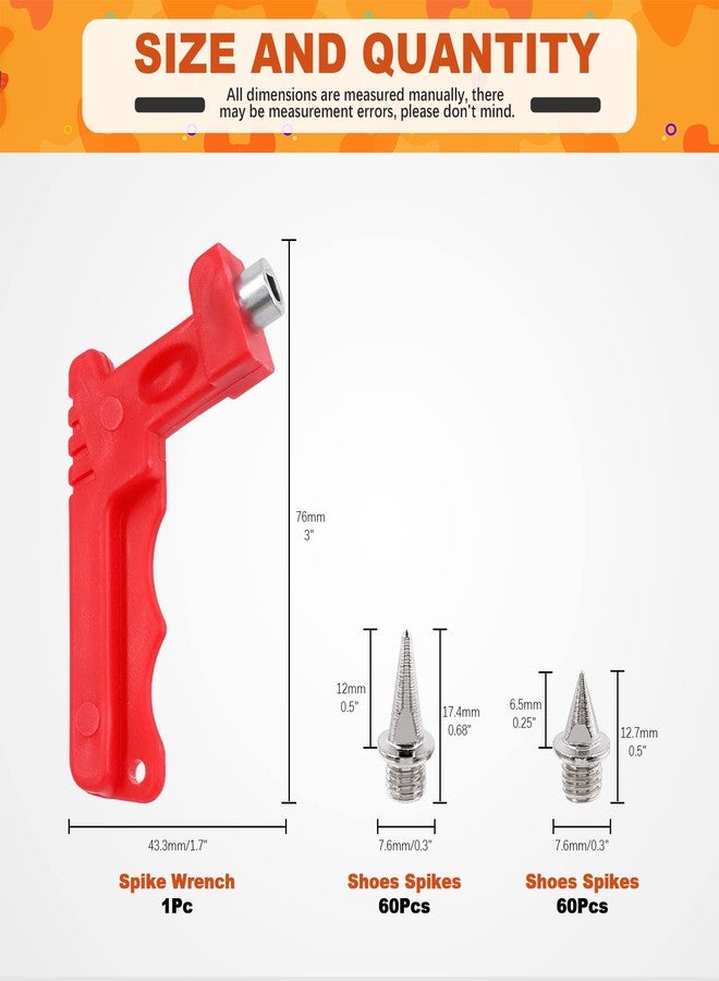 Tanstic 120Pcs 1/2 Inch, 1/4 Inch Cross Country Stainless Steel Spikes with Spike Wrench, Track Shoes Spikes Track Spikes Replacement for Short Running, Sprint Sports, Jumping Sports - Image 2