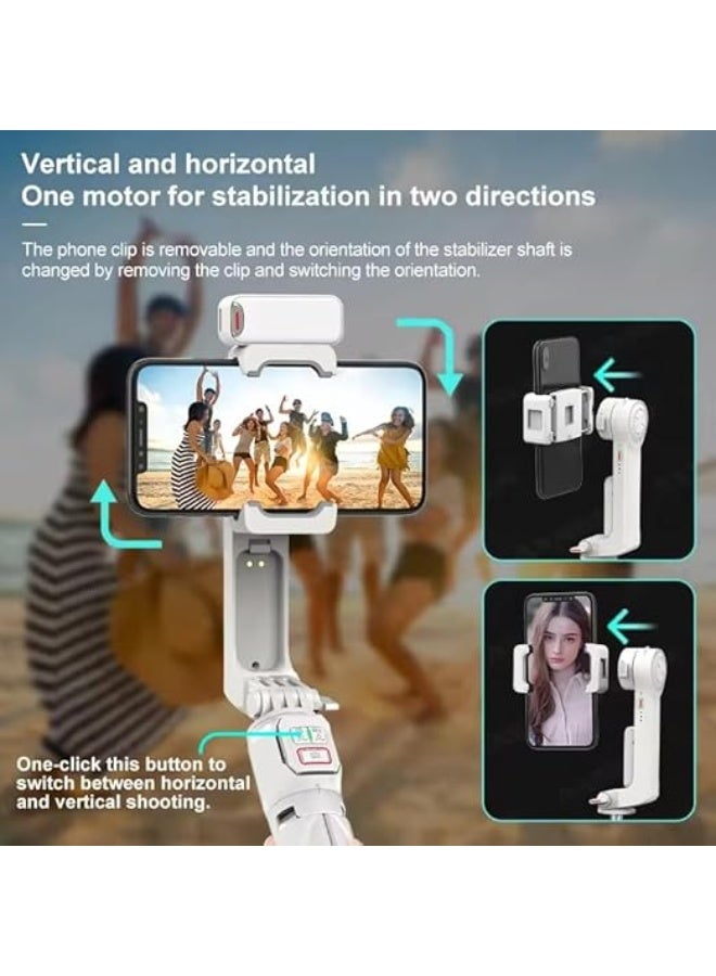 حامل ثلاثي القوائم A10 Gimbal لتثبيت صور السيلفي مع إضاءة تعبئة وقضيب تلسكوبي للهواتف الذكية وأجهزة iPhone، لون أبيض - Image 5