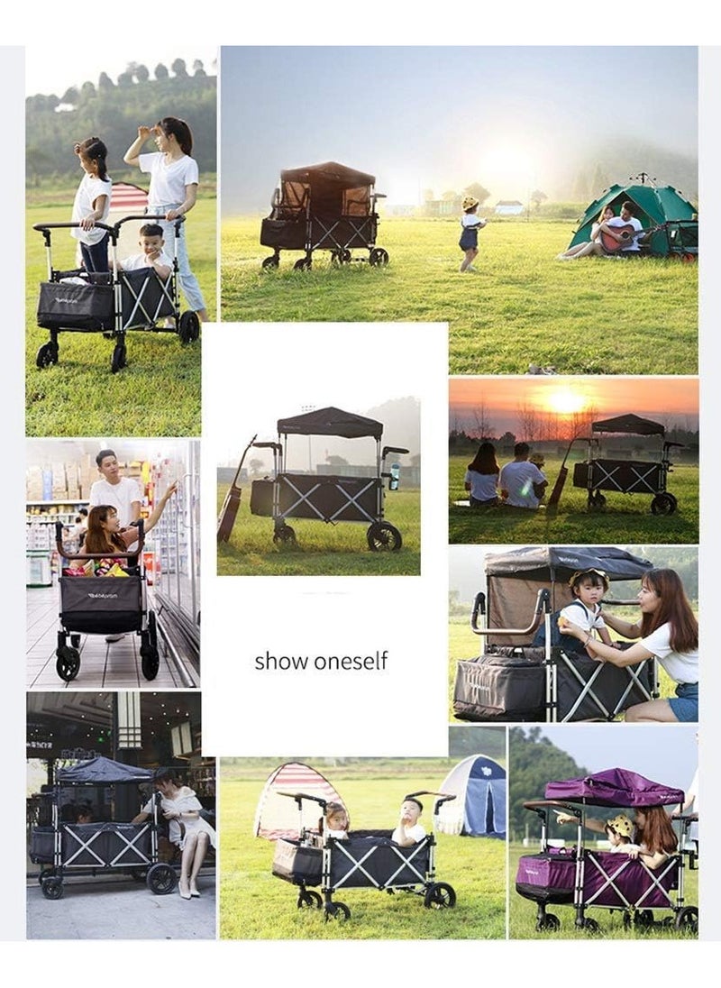 Generic - Storage Trolleys Folding Garden Trolley Cart Heavy Duty Wagon Multi-Function Shopping Cart for Outdoor Camping Photography Pull Truck, Load: 100Kg - Image 1