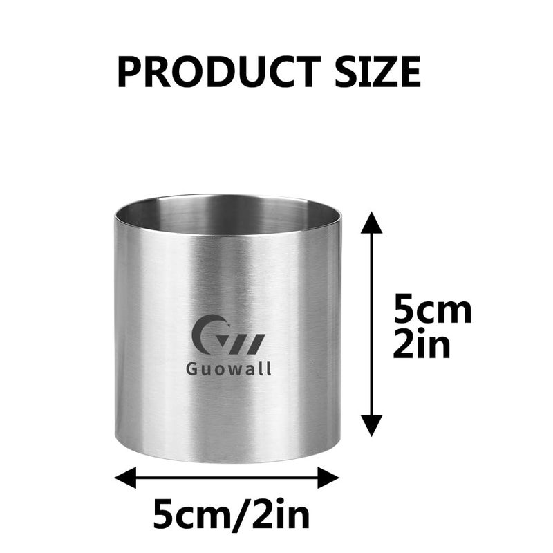 Guowall Cake Ring Mold 8 pack Mini Mousse Mould Seamless Stainless Steel Cake Cutter for Baking Small Size Round Food Pastry Mould - 2 inch - Image 4