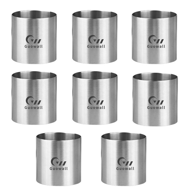 Guowall Cake Ring Mold 8 pack Mini Mousse Mould Seamless Stainless Steel Cake Cutter for Baking Small Size Round Food Pastry Mould - 2 inch - Image 2