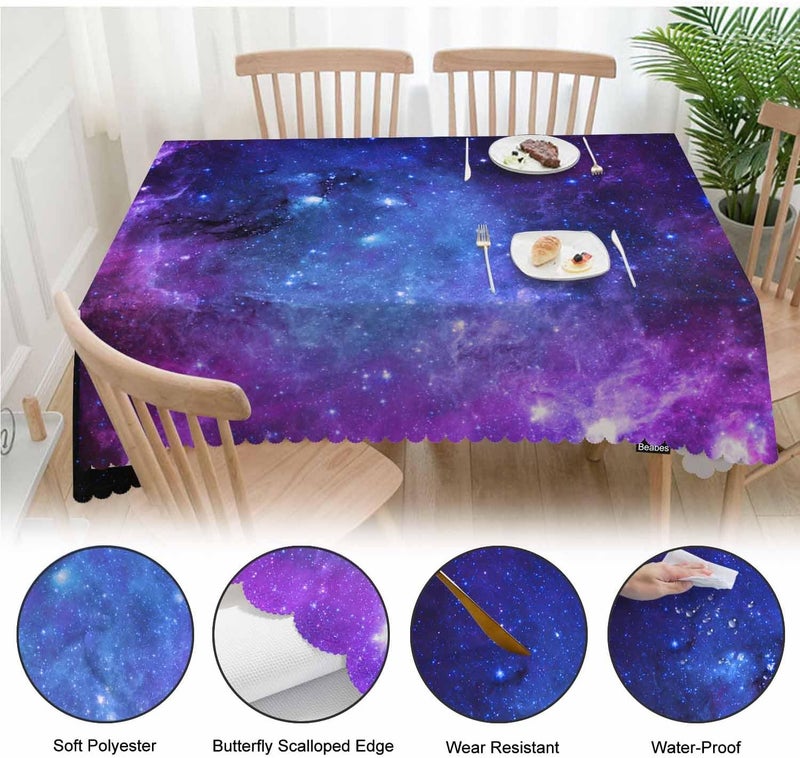 Beabes Galaxy Starfield Dinner Tablecloth Table Cover Starry Universe Space Stars 52x70 Inch Table Cloth DustProof Table Cover Protector for Home Restaurant Picnic Camping BBQ - Image 4