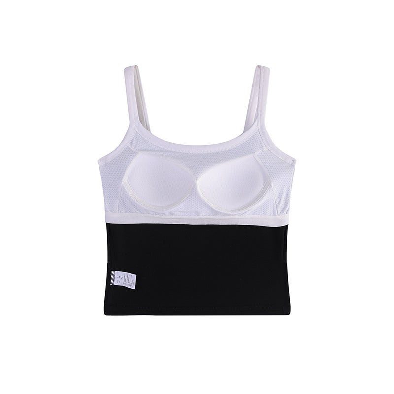 Camisole Womens Summer Integrated Bra with Chest Pad for Outer Wear White Long Pure Cotton Backing Top Long Gray  - Image 4