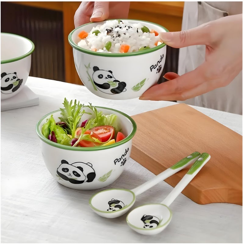 ONICORN Ceramic Porcelain Bowl Set for Oatmeal, Salad, Dessert, Fruit, Rice, Snack, Panda Theme Bowlset, Dishwasher & Microwave Safe with Gift Box (Panda Theme, Pack of 4) - Image 2