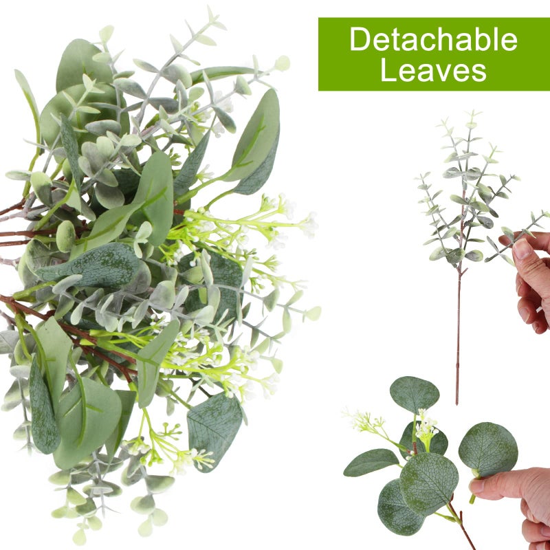 ZeKonan 40 Pcs Artificial Greenery Eucalyptus Stem Silver Dollar Leaves Baby Eucalyptus Leaves Suitable for Family Wedding Vase Centerpieces Bouquet Flower Arrangement - Image 4
