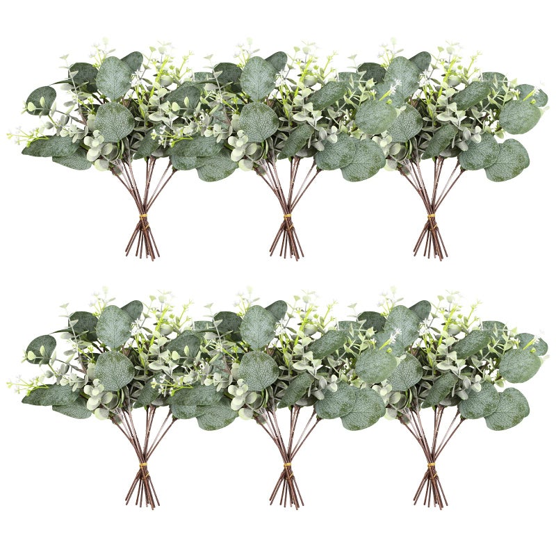 ZeKonan 40 Pcs Artificial Greenery Eucalyptus Stem Silver Dollar Leaves Baby Eucalyptus Leaves Suitable for Family Wedding Vase Centerpieces Bouquet Flower Arrangement - Image 1