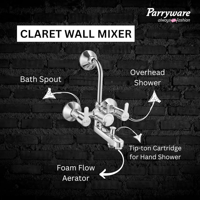 PARRYWARE T4617a1 Wall Mixer 3 in 1 ClaretSilver - Image 5