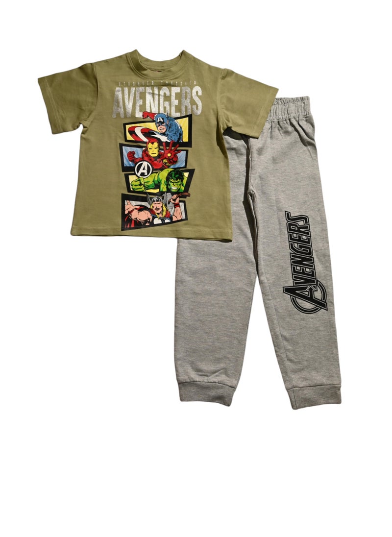 AVENGERS Avengers Graphic Pajama Set, Green and Grey  - Image 1