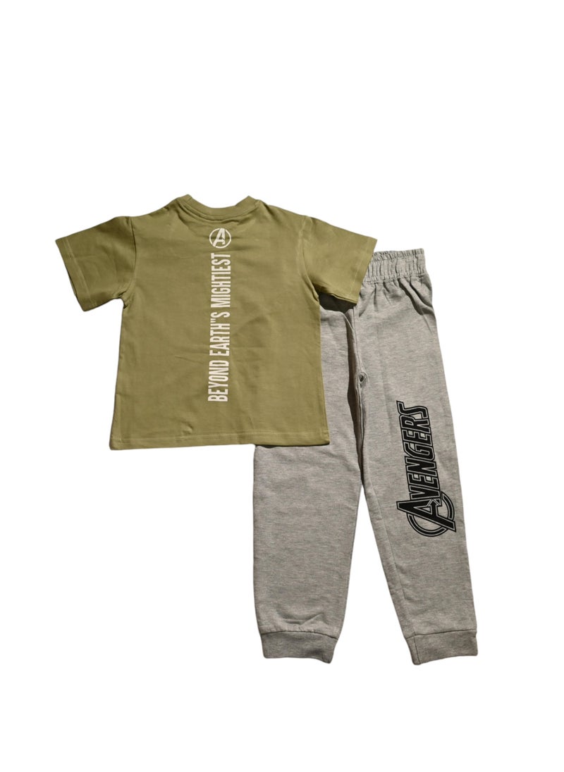 AVENGERS Avengers Graphic Pajama Set, Green and Grey  - Image 4