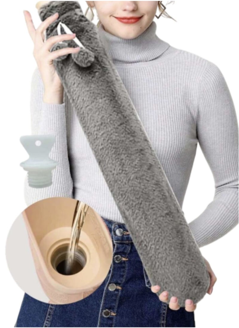 breathe Hot Water Bottle with Soft Fleece Cover Hot Water Bag for Cold and Hot Therapy Pain Relief and Back and Neck and Period Cramps  - Image 1