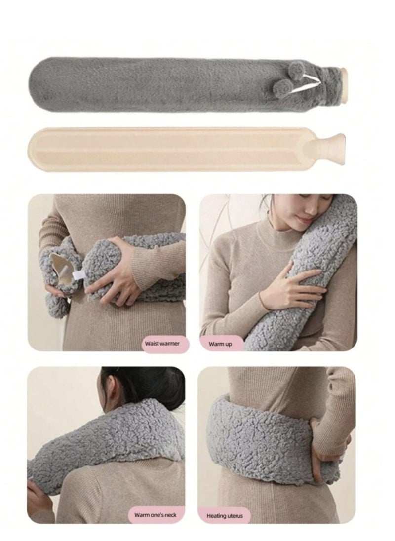 breathe Hot Water Bottle with Soft Fleece Cover Hot Water Bag for Cold and Hot Therapy Pain Relief and Back and Neck and Period Cramps  - Image 2