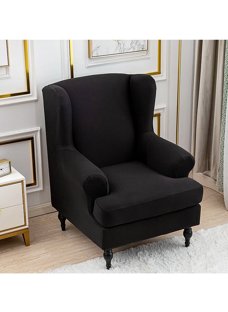 DUNISO Recliner sofa cover, high elasticity armrest chair cover, fully wrapped tiger stool cover, furniture protection cover, single sofa cover, split design, universal for all seasons,black  - Image 3