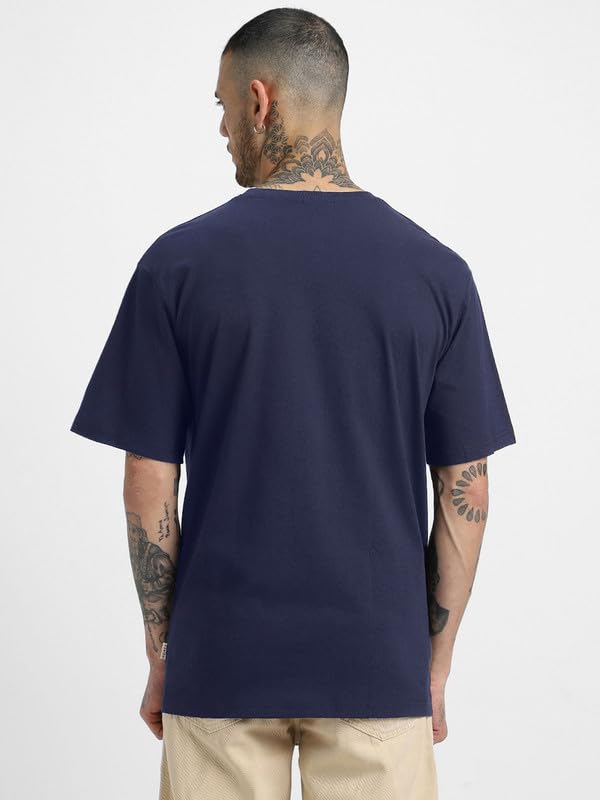 Veirdo® Pure Cotton Navy & Cork & Swanwhite Oversized Fit Half Sleeve Solid Round Neck T-Shirt for Men (PO3_OS_NY_CR_SW_XXL) - Image 3