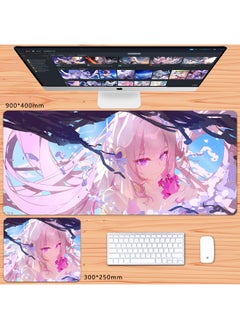 Generic No Overlock Honkai Impact 3 Mouse Pad Extra Large Animation Kiana Dem Lisa Alicia Two-Dimensional Notebook-Color:70x35cm Thickness 3mm-Pattern:Sea Of Flowers  - Image 1