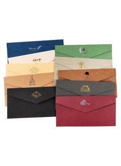 KASTWAVE Specialty Paper Thickened Vintage Color Envelope, 10 Pcs “8.7 x 4.3inch” Premium Color V Flap Invoices Envelopes for Office Checks, Business Letterhead, Letter Mailing Invitation, Holiday Cards  - Image 1
