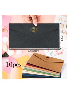 KASTWAVE Specialty Paper Thickened Vintage Color Envelope, 10 Pcs “8.7 x 4.3inch” Premium Color V Flap Invoices Envelopes for Office Checks, Business Letterhead, Letter Mailing Invitation, Holiday Cards  - Image 2