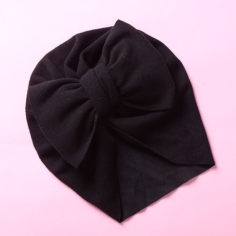 Generic Double Bow Cashmere-like Kids Cap 15 Black