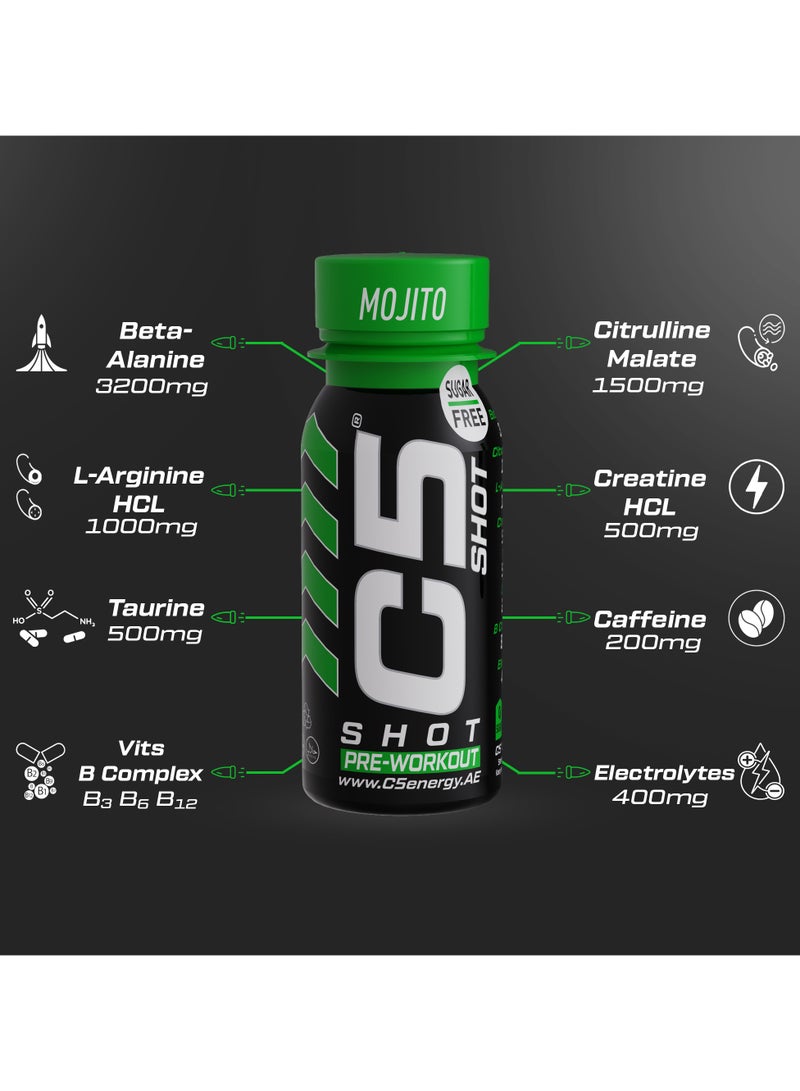 C5 Energy Pre-Workout Shot 80 Ml Mojito Flavor Pack of 12 - Image 3