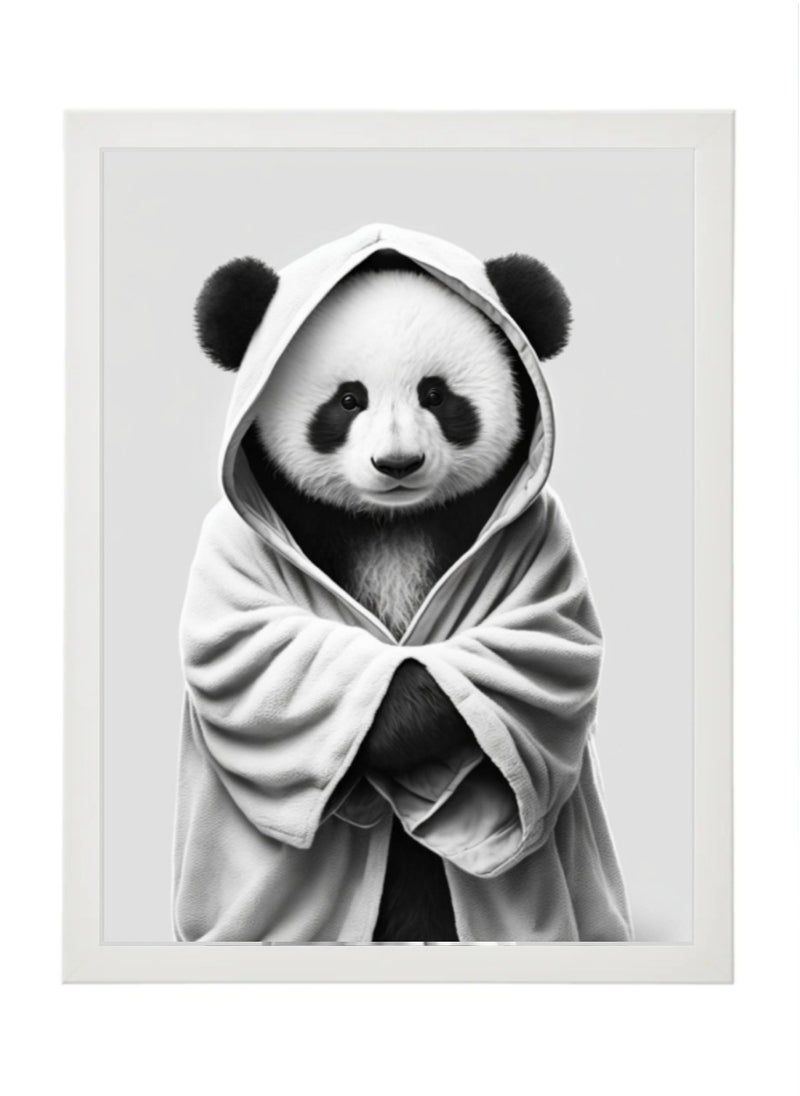 Boomah Accessories Panda in Bathrope , Bathroom Wall Art, Nursery Poster with Frame 30x40cm 